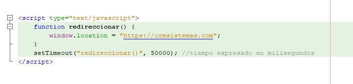 codigo del redireccionamiento automático