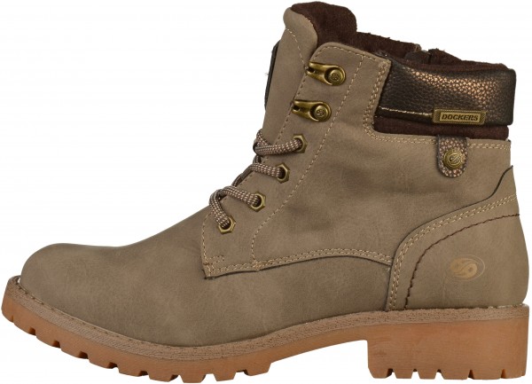 Dockers Stiefelette Lederimitat Taupe/Braun