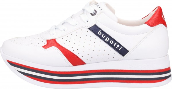 Bugatti Sneaker Lederimitat Weiß/Rot