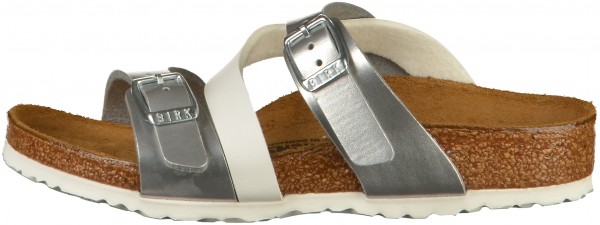 Birkenstock Salina Kids Pantoletten Birko-Flor Soft Metallics Silver White
