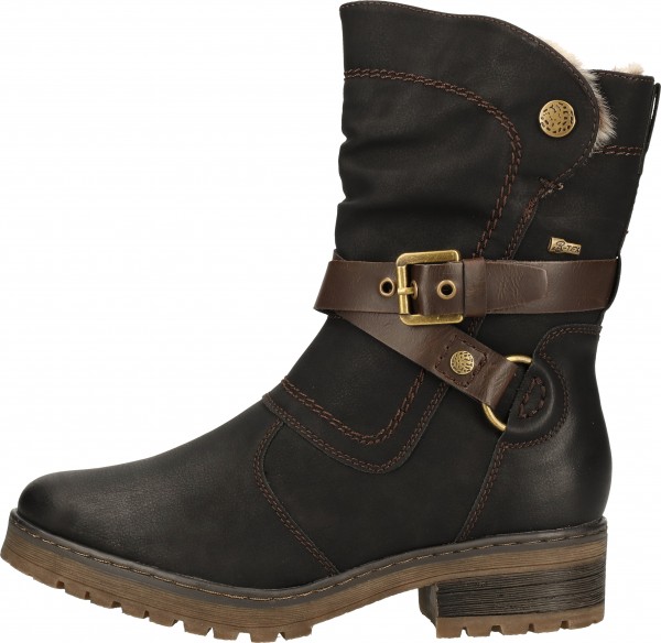 Relife Stiefelette Lederimitat Schwarz Warmfutter