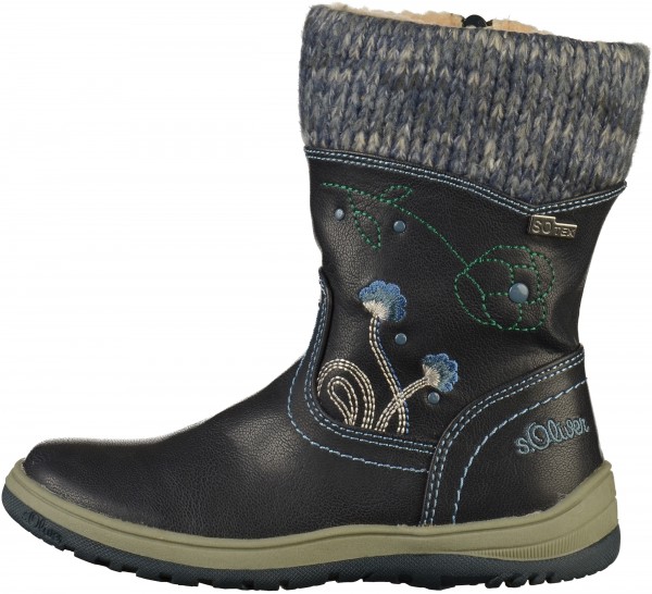 s.Oliver Stiefel Lederimitat/Textil Navy Warmfutter