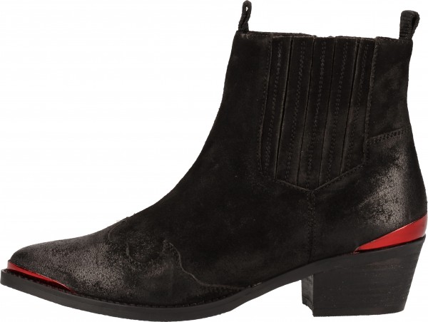 SPM Stiefelette Veloursleder Schwarz/Rot
