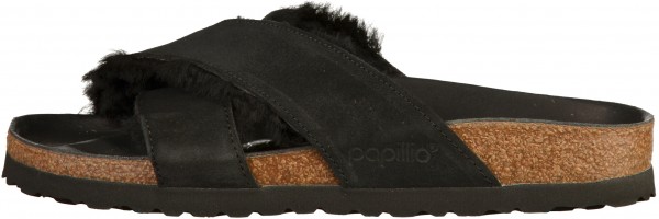 Papillio Daytona Pantoletten Veloursleder Shearling Black