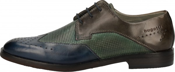 Bugatti Halbschuhe Glattleder Blau/Grau