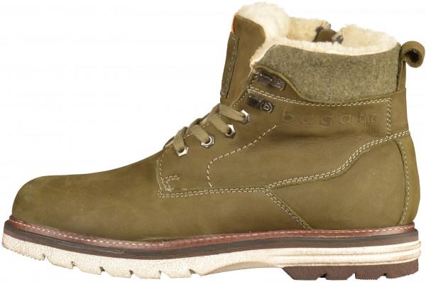Bugatti Stiefelette Leder/Textil Dunkelgrün Warmfutter