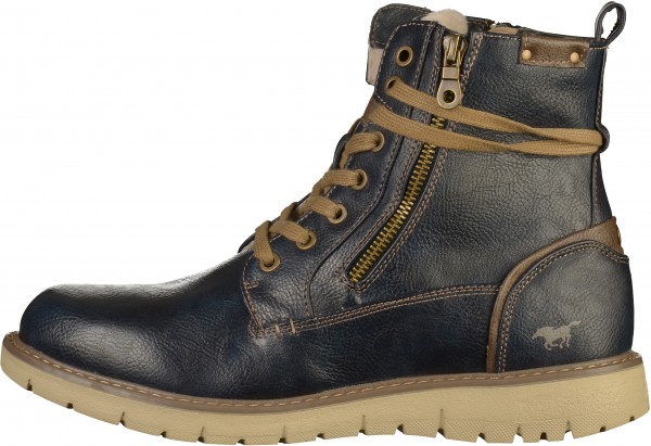 Mustang Stiefelette Lederimitat Navy Warmfutter