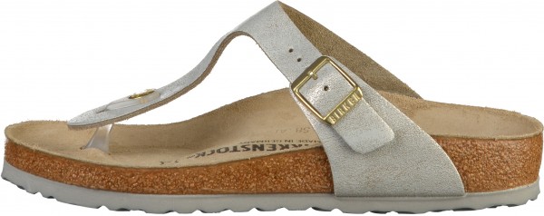 Birkenstock Gizeh Zehensteg Veloursleder Washed Metallic Blue Silver