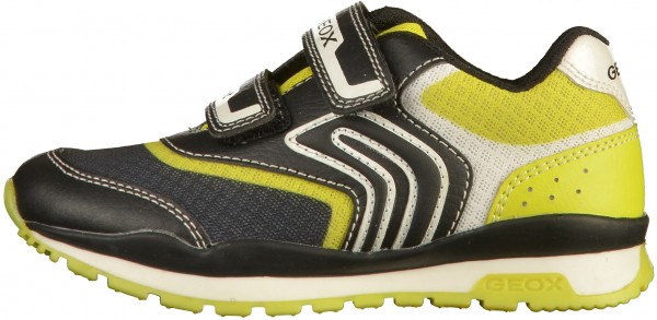 Geox Sneaker Lederimitat/Mesh Schwarz/Lime