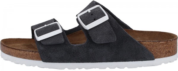 Birkenstock Arizona Pantoletten Veloursleder Gunmetal