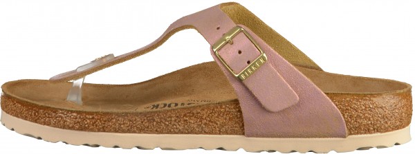Birkenstock Gizeh Zehensteg Veloursleder Washed Metallic Pink