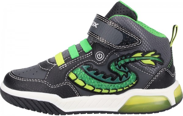 Geox Sneaker Lederimitat/Mesh Schwarz/Grün