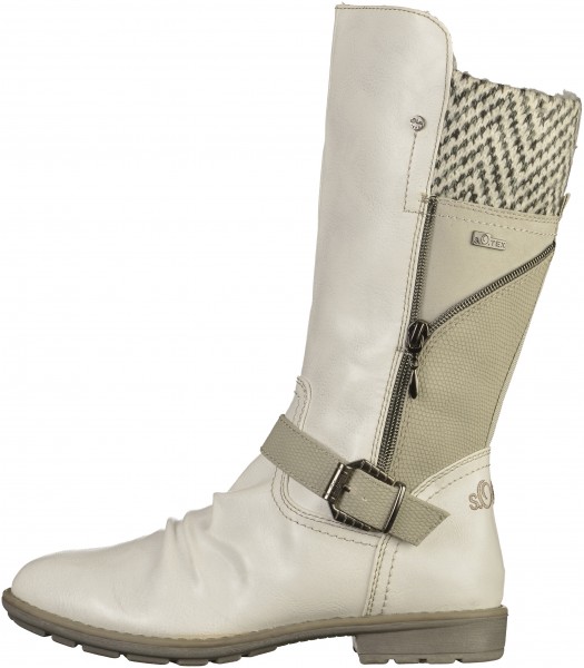 s.Oliver Stiefel Lederimitat Creme Warmfutter
