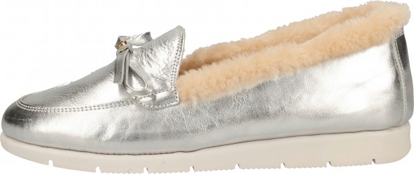 Darkwood Slipper Leder Silber Warmfutter
