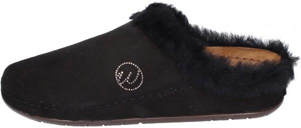 Wolkenwerk Pantoletten Leder Schwarz Warmfutter