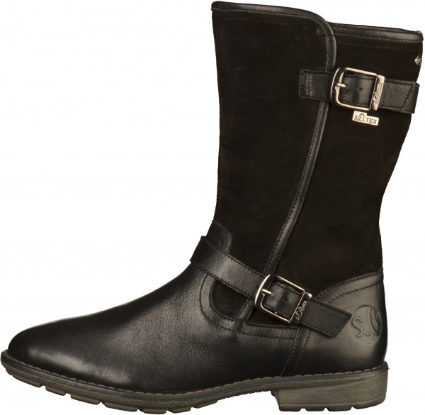 s.Oliver Stiefel Leder Schwarz Warmfutter