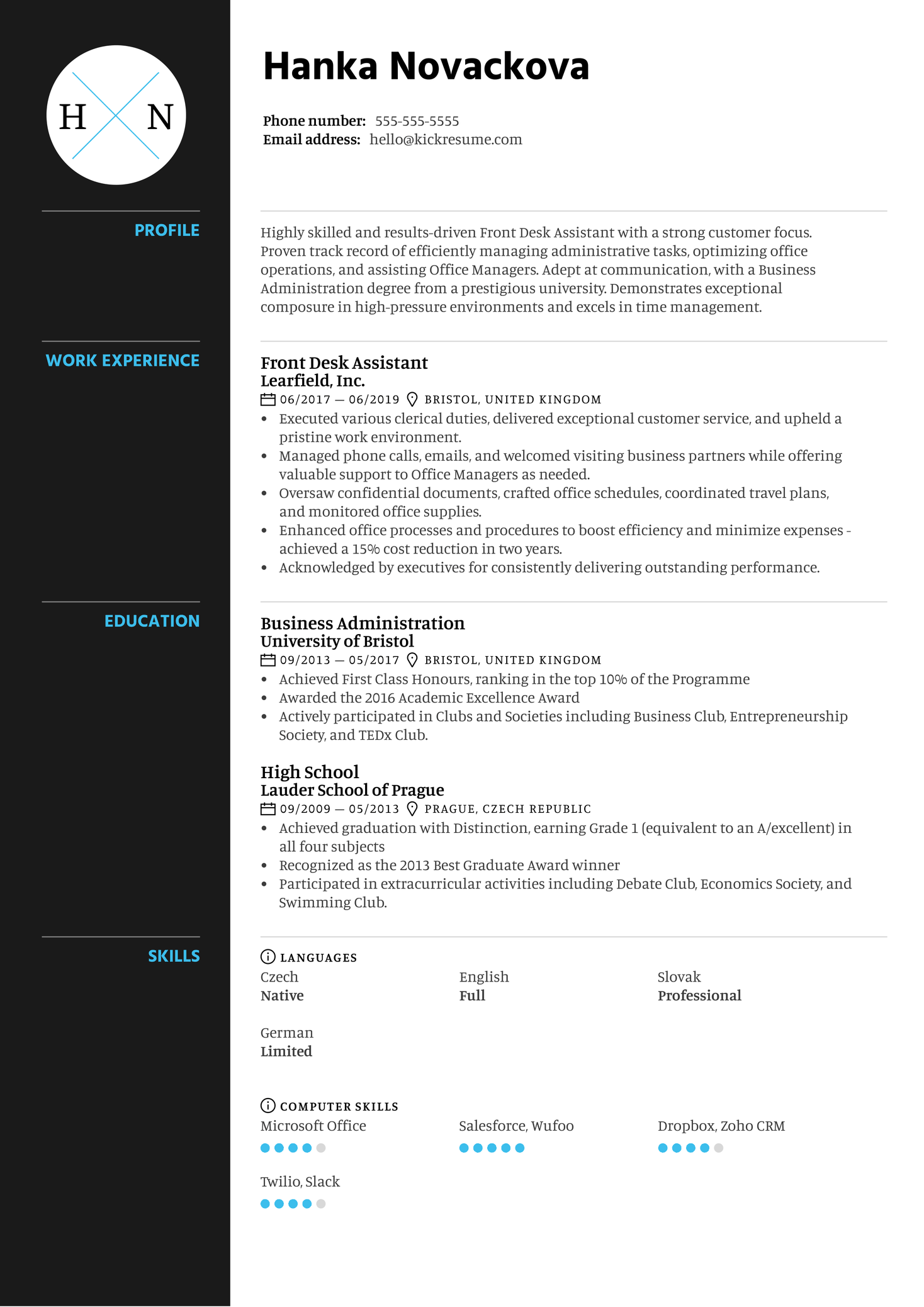 Front Desk Assistant Resume Example Kickresume