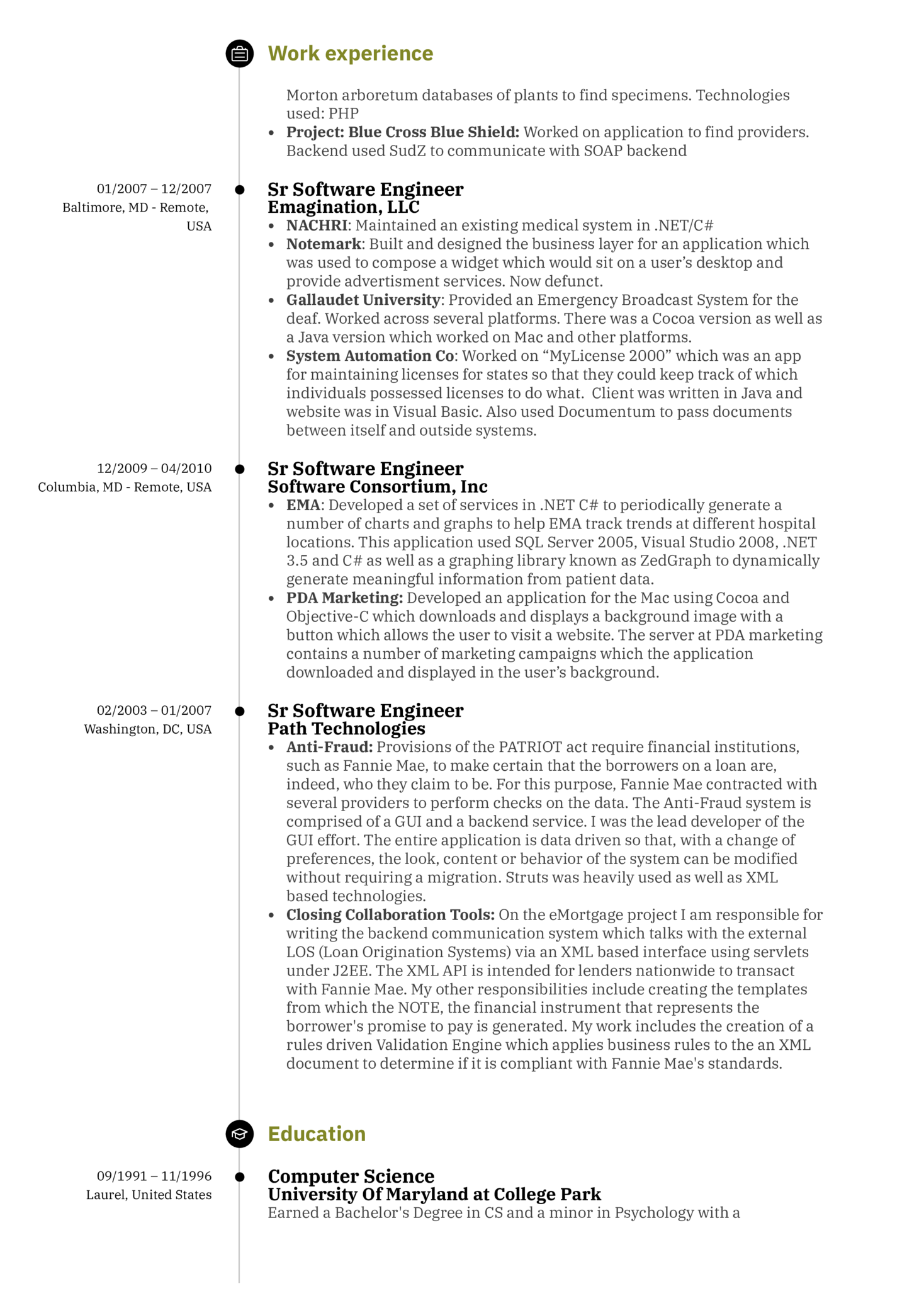 Resume Template For Senior Software Engineer