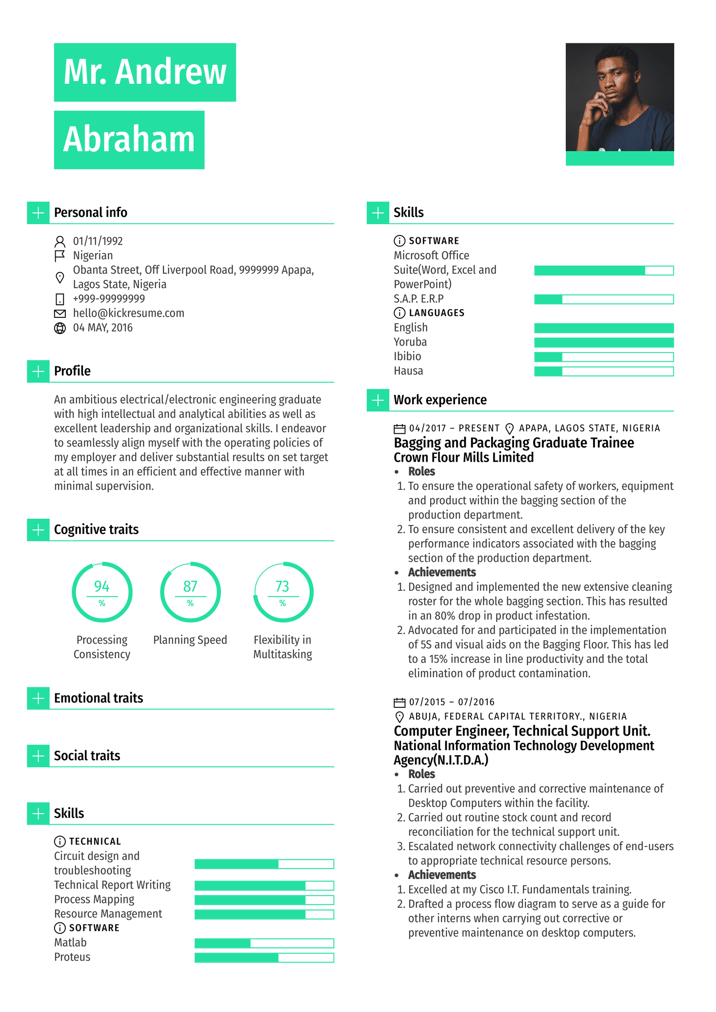 Resume Template For Engineers