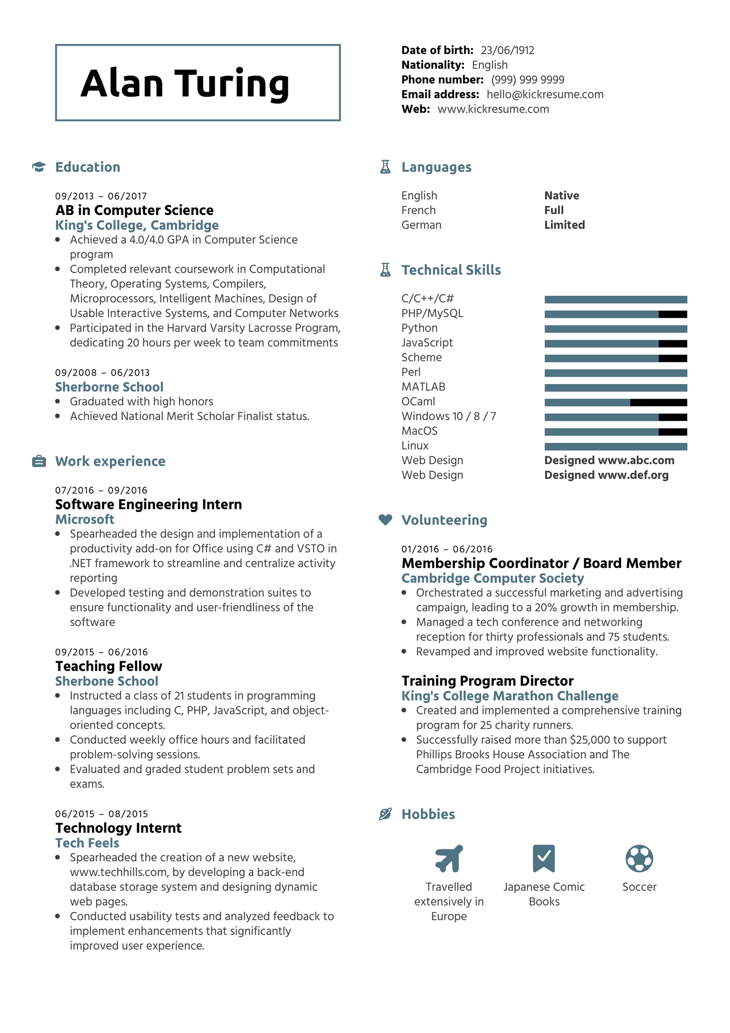 computer science resume template