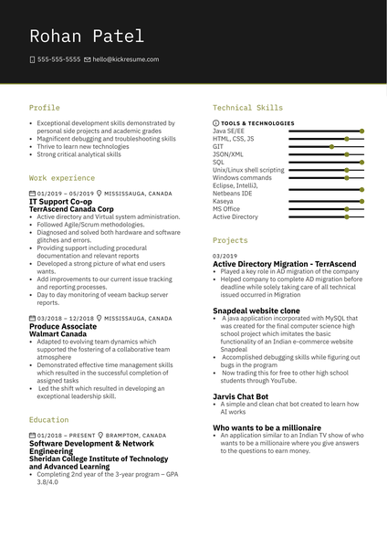 Sheridan College Teacher's Assistant - Java Intern Resume Example
