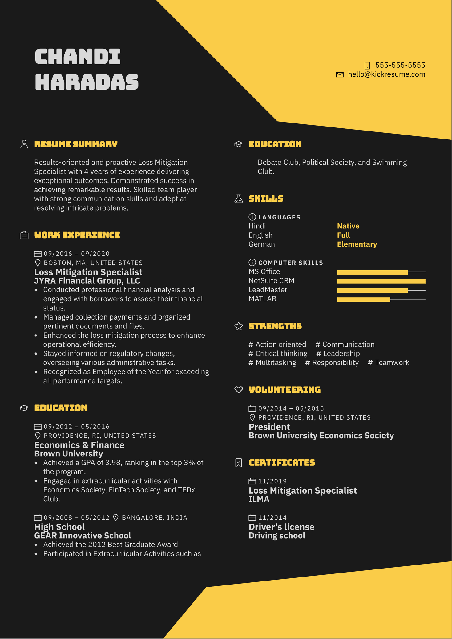 Loss Mitigation Specialist Resume Sample Kickresume