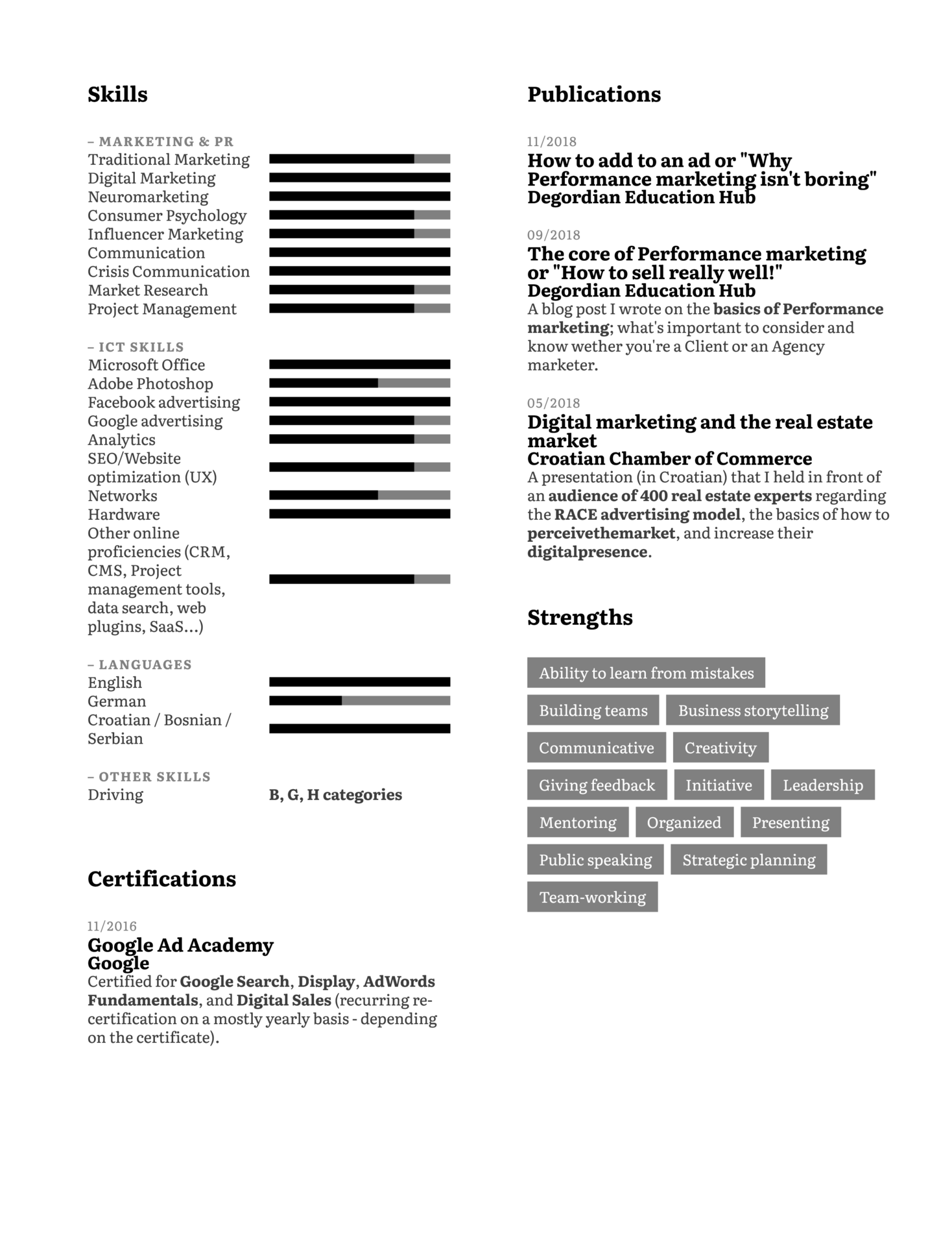Senior Marketing Analyst CV Example Kickresume