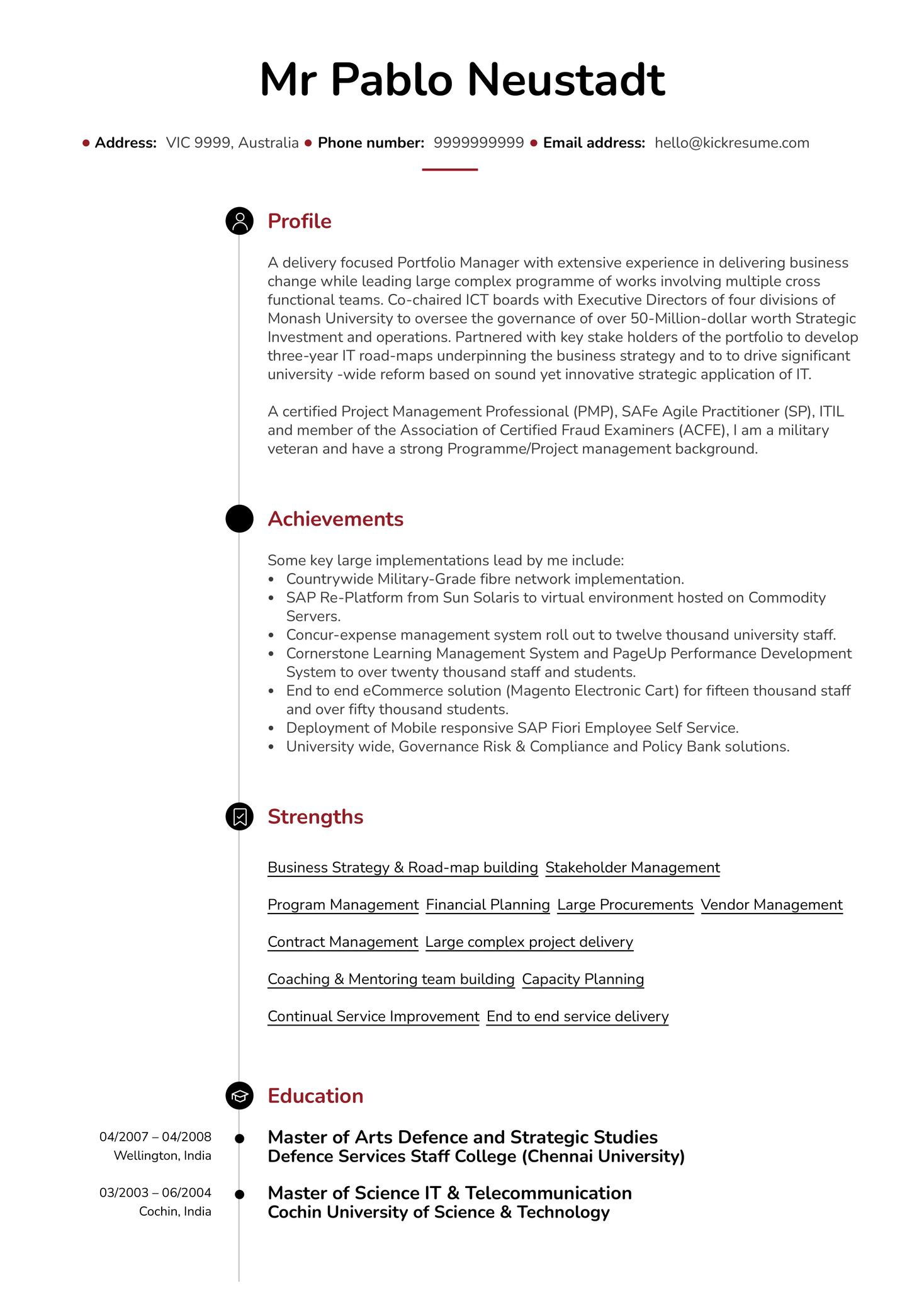 Manager Resume Sample