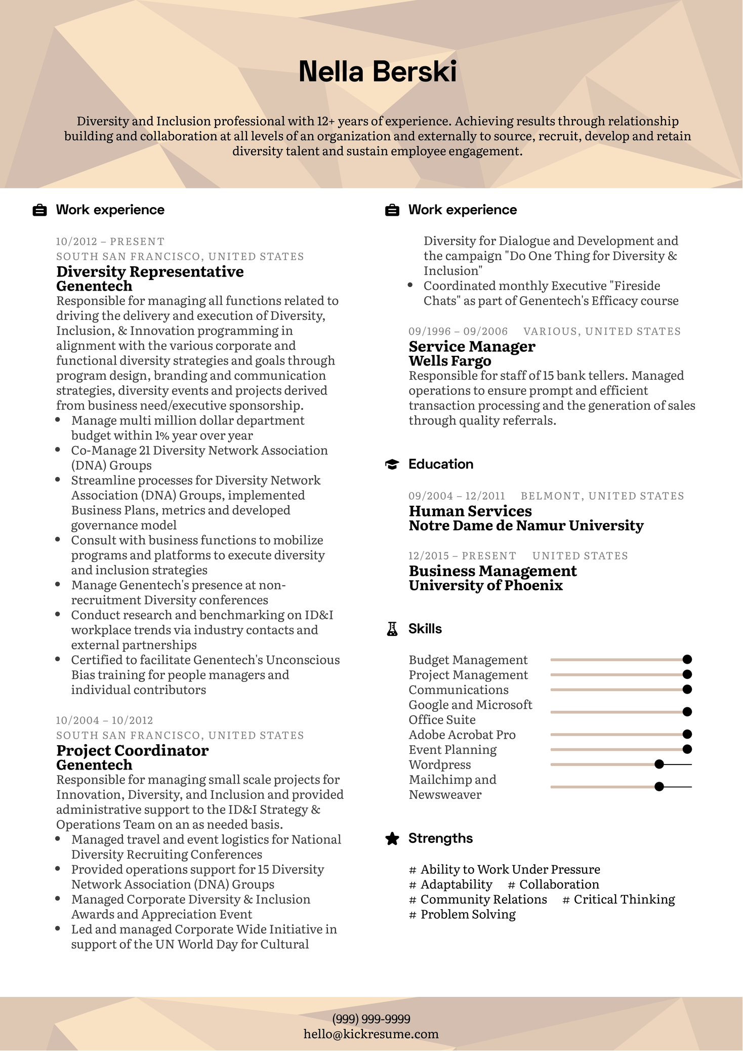 Resume Examples by Real People: Diversity manager resume 