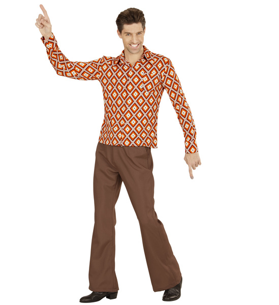 Rhombus Costume 60s 70s Hippie Mod Fancy Dress Mens Groovy 70/'s Man Shirt