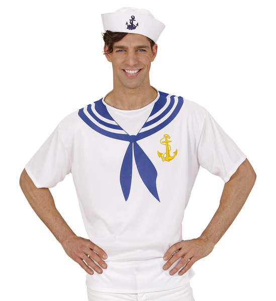 mens sailor t shirt top for captain seaman fancy dress cosplay