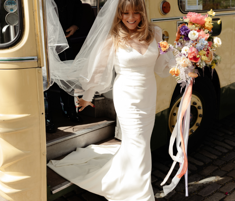 sassi holford bride jen wears slip wedding dress saskia