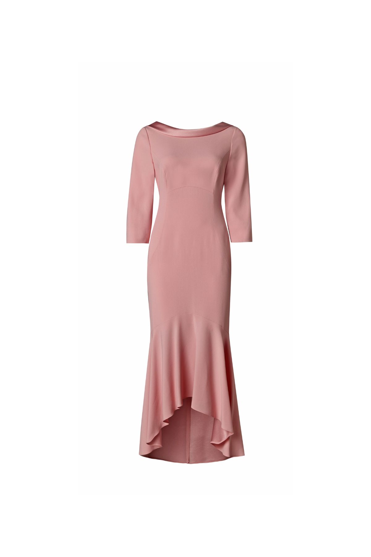 Tailored Pink ThreeQuarter Sleeves Fitted High Low Dress Sassi Holford