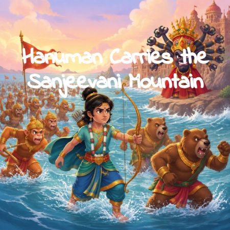 Hanuman Carries the Sanjeevani Mountain