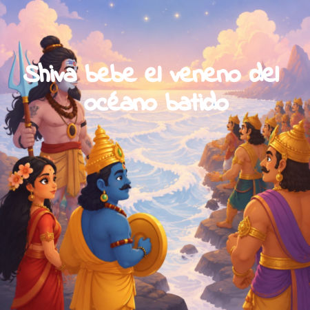 Shiva bebe el veneno del océano batido