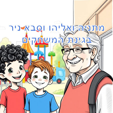 מתניה ואליהו וסבא ניר בגינת המשחקים