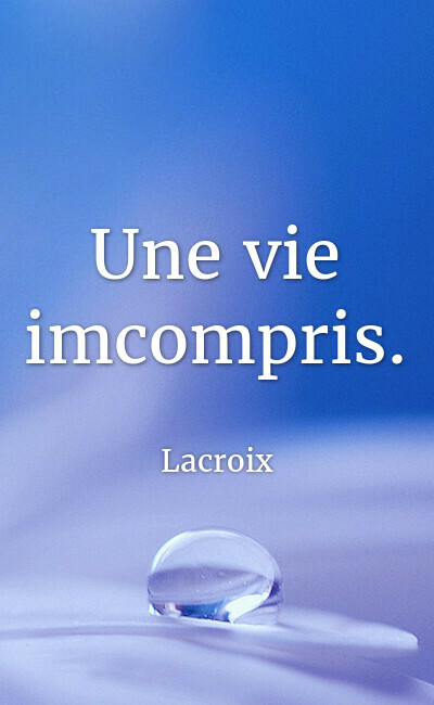 Image de couverture de Une vie imcompris.