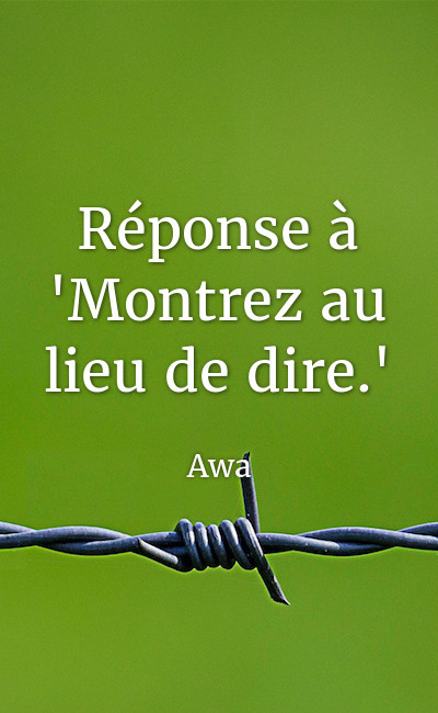 Image de couverture de Réponse à "Montrez au lieu de dire."