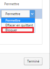 Définir l'action à appliquer