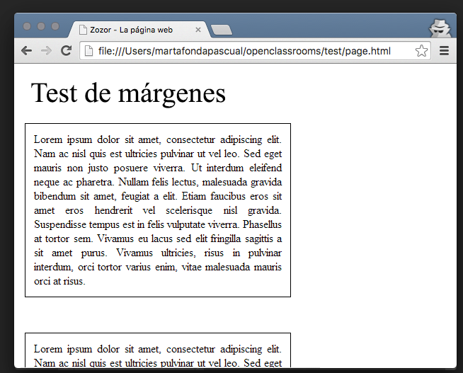 Un margen interior añadido a los párrafos