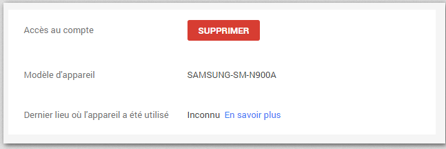 Supprimer l'appareil suspect