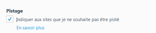 Indiquer aux sites que je ne souhaite pas être pisté