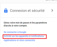 Activité sur les appareils et notifications