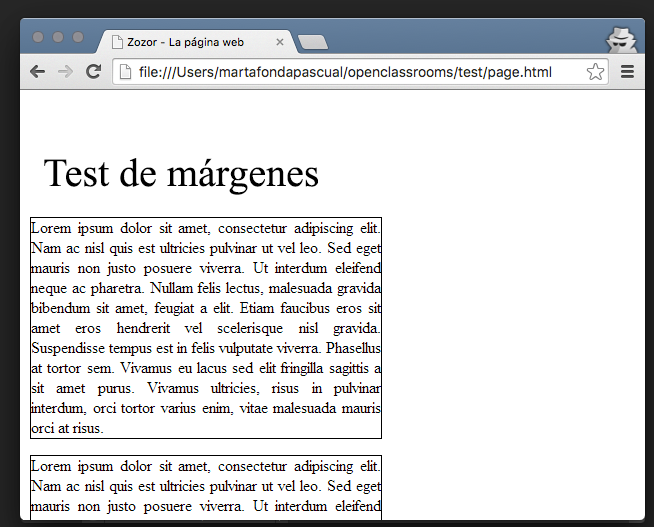 Márgenes por defecto para los párrafos