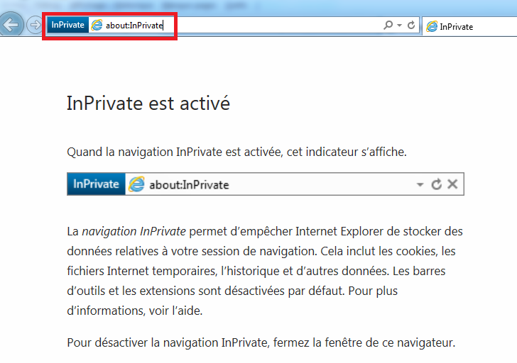 Le mode navigation privée est bien activé !