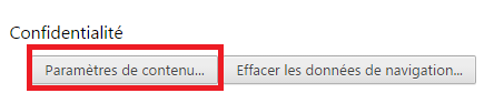 Paramètres de contenu