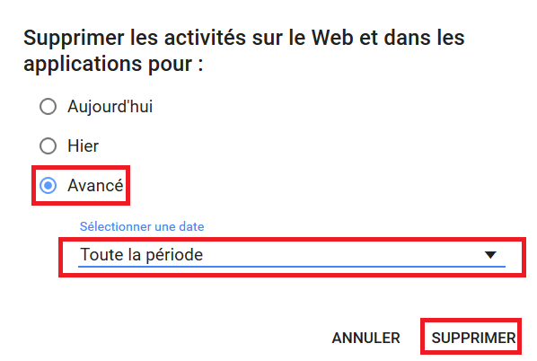 Supprimer toute la période