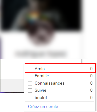Choisissez le cercle dans lequel vous voulez placer votre contact.