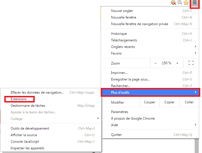 Accéder à la page de gestion des modules