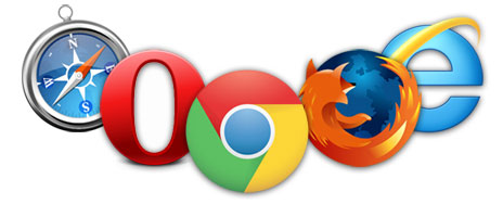Les cinq navigateurs principaux : Safari, Opera, Chrome, Firefox et IE